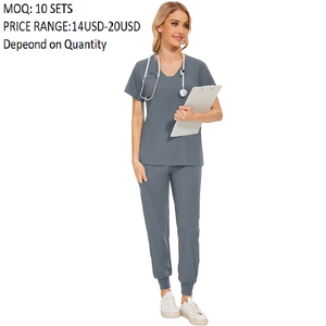 Wholesale Women Medical Scrub Set V-neck Jogger Pants Multi-Pocket Hospital Nurse Uniform Breathable Elastic Healthcare Suit - Product Image 4