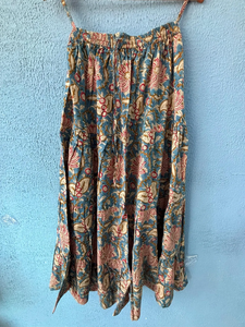 Handmade Hand Block Cotton <b>Skirt</b> <b>Elastic</b> <b>Waist</b> Breathable Traditional Block Print Sustainable Casual Clothing One Size - Product Image 2