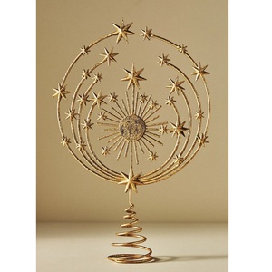 Nueva llegada: Adorno de estrella de cinco puntas hueca de hierro con diseños personalizados para la punta del árbol de Navidad, artículo decorativo, regalo de inauguración de casa. - Product Image 6