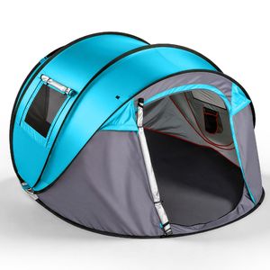 Tenda Istantanea Impermeabile per 4 Persone in Materiale Oxford con Palo in Acciaio e Tettoia Frontale Automatica per Campeggio Familiare - Product Image 2