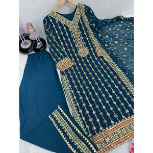 Magnifique haut brodé Plazzo Dupatta pour femmes pour les fêtes - Product Image 5