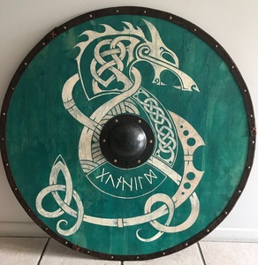 Escudo Vikingo Medieval Hecho a Mano, Escudo Redondo de Guerrero Nórdico para Eventos Históricos, Colección y Exhibición de Disfraces - Product Image 4