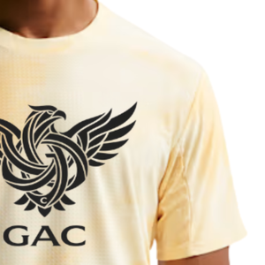 Camiseta Deportiva para Hombre, Color Amarillo Claro, 100% Algodón, 220g, Cuello Redondo, Manga Corta, Secado Rápido, Transpirable, Corte Regular, para Entrenamiento - Product Image 3