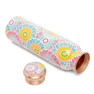 Elegant Design Digital Green Color Printing Pure Copper Water Bottle Leak Proof for Drinking Water Home Office Sports Use - Product Image 5