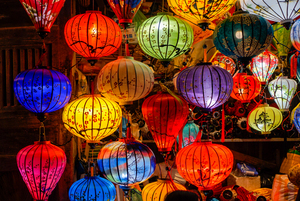 Silk <b>Lantern</b> combining bright silk and eco friendly bamboo elegant Vietnamese craft for decorative hanging purposes - Product Image 3
