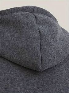 Sudadera con capucha extragrande de algodón suave y grueso con cremallera de un cuarto y bolsillo en el pecho, de calidad superior para hombre. - Product Image 4