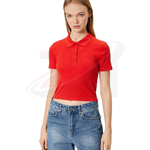 เสื้อโปโลผู้หญิงแบรนด์ส่วนตัว รับผลิตตามแบบ OEM ผ้าฝ้าย แขนสั้น ทรงพอดีตัว ผลิตจำนวนมาก เสื้อลำลอง - Product Image 1