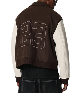 Vestes de baseball en laine personnalisées de haute qualité avec logo, manches en cuir, vestes de baseball pour hommes en taille plus, veste d'hiver pour hommes - Product Image 2