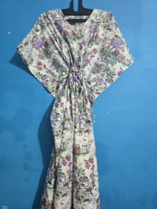 Bata de bikini bohemia 100% algodón ecológica, ropa de verano india, cuello en V, encaje, ropa de dormir para mujer, cintura natural, regalo ODM - Product Image 5