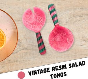 ชุดช้อนและส้อมเสิร์ฟสลัดเรซิ่นสีชมพู ทำด้วยมือ พร้อมด้ามจับ ทนทาน น้ำหนักเบา สำหรับใช้ในครัว - Product Image 2