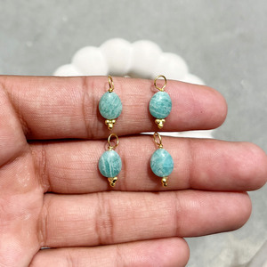 Pendentif en Amazonite Naturelle |   Breloque lisse et élégante |   Bijoux enveloppés d'or - Product Image 1