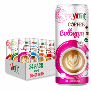 Colágeno Café Bebida 320 ml VINUT 24 botellas botella de vidrio de cartón Sin OGM Sin lácteos Etiqueta privada OEM ODM Muestra gratis - Product Image 1