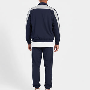 Ensemble de survêtement réversible coupe régulière en coton 100% avec logo sérigraphié personnalisé, veste zippée et pantalon de jogging léger coupe-vent style streetwear - Product Image 5