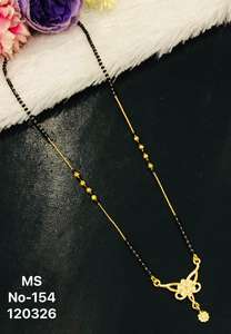 Collar Mangalsutra de Aleación Chapada en Oro con Piedras de Cristal y Cuentas Negras para Mujer, Joyería Nupcial Tradicional India - Product Image 5