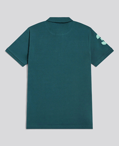 2026 Men's Dark <b>Green</b> Short Sleeve Pique Cotton Polo Shirt Solid Color Breathable Casual Design Regular Fit Logo On Left Sleeve - Product Image 2