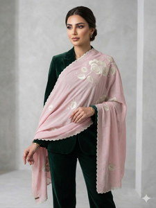 Vente en gros de foulards hijab en coton pour femmes, brodés de fleurs, ornés de strass, doux, légers, respirants, de qualité supérieure, longs et élégants - Product Image 4