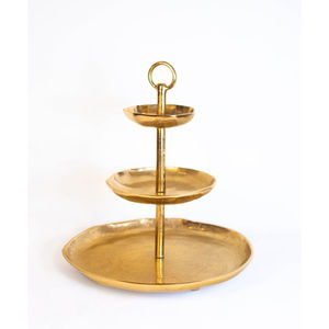 Support à gâteau élégant en métal doré à 2 niveaux, plateau de service rond moderne pour desserts et pâtisseries, idéal pour les mariages, les fêtes et la décoration intérieure. - Product Image 3