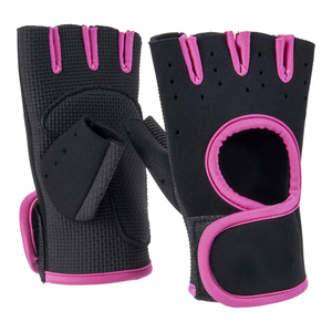 New Style Half Finger Fitness <b>Gloves</b> <b>Black</b> With Pink Trim Neoprene Gym Training <b>Glove</b> Unisex Pull On Design - Product Image 5