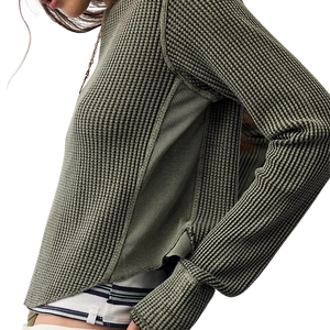Camiseta de Mujer Personalizada de 210 g/m², Cuello Redondo, Manga Larga, Tejido Térmico Tipo Waffle, Transpirable, con Logotipo, 100 % Algodón - Product Image 3