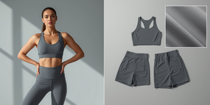 Ensemble de vêtements de sport pour femmes, soutien-gorge de sport en maille à carreaux gris sans couture, haut court pour le yoga, tenue de gym, 240 GSM, vêtements de sport haut de gamme - Product Image 3