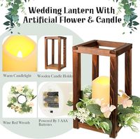 Lámpara de Mesa LANJO de Madera Maciza Marrón Hecha a Mano para Bodas, San Valentín, Acción de Gracias, Centro de Mesa Retro Estilo Granja con Forma de Columna para el Hogar