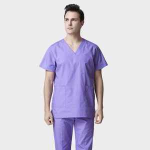 Full-size Unisex Hospital Scrub Suit <b>Set</b> Breathable Cotton Polyester Nurse Uniform Short-sleeved <b>Doctor</b> Overalls Uniform - Product Image 2