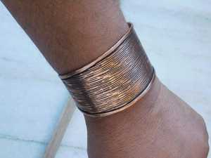 Engraved <b>Copper</b> Cuff Wide Bracelet Open <b>Bangle</b> Handmade Jewelry Artisan Crafted Textured Design Statement Jewelry <b>Copper</b> - Product Image 3