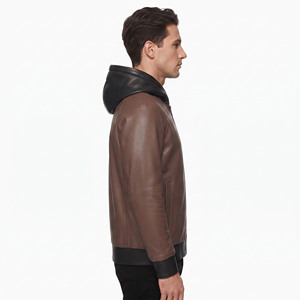 Sudadera con Capucha de Cuero para Hombre, con Bolsillos Delanteros, Sudadera con Capucha de Cuero de Manga Larga para Hombre, Sudadera con Capucha de Cuero al por Mayor para Hombre - Product Image 3