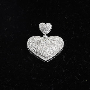 Collar con Colgante de Corazón Doble Plateado, Collar con Corazón en Capas, Joyería Hecha a Mano, Regalo para Hombres, Mujeres, Unisex - Product Image 4