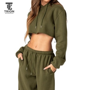Sudaderas con capucha estampadas de invierno, a la moda, informales, tallas grandes, para mujer, sudaderas cortas, con logotipo personalizado OEM, forro polar, cremallera de color claro - Product Image 2