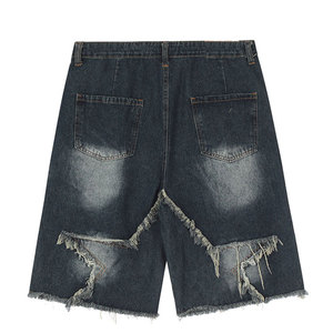 Shorts en jean pour homme personnalisés et tendance, style streetwear, séchage rapide, respirant, écologique, coupe ample, délavé à l'acide - Product Image 5
