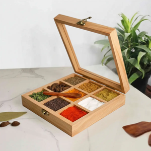 <b>Herb</b> Storage Container Wood Spice <b>Box</b> for Kitchen Wooden Spice <b>Box</b> Made in India Wood Spice <b>Box</b> - Product Image 3