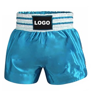 Shorts de boxe unisexes en satin avec ceinture élastique, logo sur le devant, coupe classique, vêtements de sport pour adultes - Product Image 1