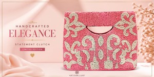 Bolso de mano rosa con cuentas hecho a mano – Elegante bolso de noche llamativo |   Bolso de mano de lujo de edición limitada - bolso de noche con cuentas para mujer - Product Image 2