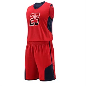 Custom Red Basketball Jersey Set Sleeveless V-Neck Eco-Friendly Moisture-Wicking Quick Dry Polyester Uniform Number 25 Front - Product Image 2
