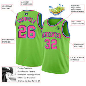 Maillot de basket réversible personnalisé TriPro Sports, vert fluo rose, sublimation, nom et numéro de l'équipe, pour hommes, polyester/coton - Product Image 4