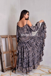 Robe longue bohème asymétrique pour femme, en soie, légère et respirante, idéale pour l'été, les fêtes et les occasions décontractées, export en gros - Product Image 4