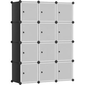 Sistema Modulare di Scaffali Neri a 12 Cubi per Organizzare il Tuo Spazio con Questo Efficiente Sistema di Librerie - Product Image 1