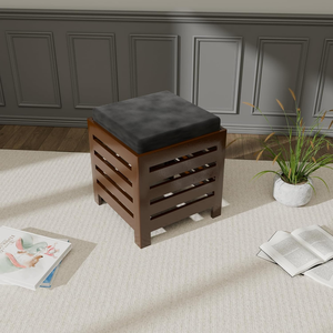 Handcrafted Wooden <b>Stool</b> with Fabric Cushion Solid Wood Upholstered Sitting Seat for Bedroom Living <b>Room</b> <b>Dressing</b> Area and Home - Product Image 4