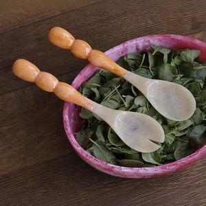 Utensilios para servir ensalada Rio Bubble de RESIN (naranja) – Hechos a mano, elegantes, ligeros y artesanales, únicos en su tipo. - Product Image 3