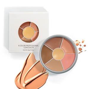 Palette de correcteur de teint en crème en boîte ronde de 6 couleurs, palette de contour et d'illuminateur professionnelle à longue tenue pour corriger les imperfections - Product Image 6