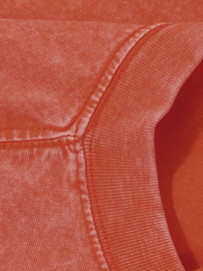 T-shirt décontracté vintage à manches courtes et col rond pour homme, coupe ample, couleur unie orange, 100 % coton, délavage sable, 320 g, tricoté, teint uni - Product Image 6