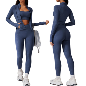 Ensemble de yoga 2 pièces en Spandex et Nylon respirant, ensemble de yoga 3 pièces en Spandex et Nylon, ensemble de yoga écologique en Spandex taille mi-haute - Product Image 1