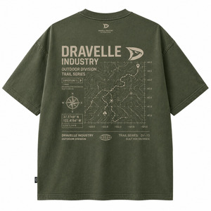 เสื้อยืดผ้าฝ้ายโอเวอร์ไซส์สำหรับผู้ชายแขนสั้นชุดกลางแจ้งแบบแยกส่วน DV-13สีเขียวมะกอก - Product Image 2