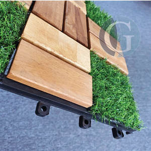 Dalles de terrasse en bois d'acacia antidérapantes, revêtement de sol en bois emboîtable pour extérieur - Product Image 2