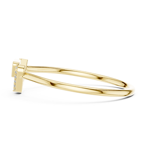 Bague en or jaune de luxe à motif géométrique triangulaire en V pour femme, bijou de mode minimaliste et tendance, cadeau d'anniversaire - Product Image 2