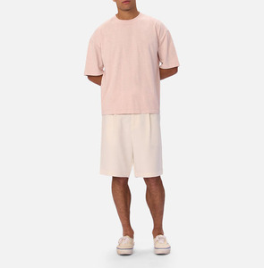 Camiseta de Hombre Oversize de Algodón 100% con Logotipo Personalizado, Color Rosa Claro, Estilo Tejido Liso de la Mejor Calidad - Product Image 2