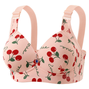 Sujetador de mujer para uso diario, de punto liso, con pedrería, sin aros, copa completa, push-up, con tirantes ajustables y cierre de tres corchetes en U en la espalda - Product Image 3
