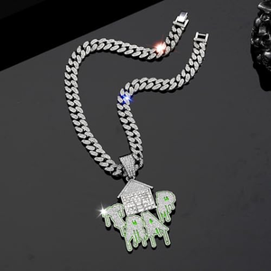 Briva Jewels Miami Cuban Link Chain for Men Iced Out <b>Silver</b> Bling Moissanite Luxury IGI Certified <b>Choker</b> Necklace - Product Image 2