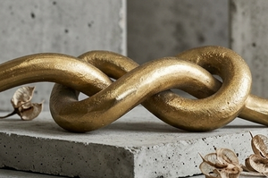 Escultura de Nudo Dorado de Diseño Moderno Hecha a Mano, Decoración de Mesa Metálica Abstracta Contemporánea, Decoración Elegante para el Hogar - Product Image 6